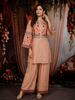 Light Peach Floral Sequins Embroidered Design Cotton Salwar Suit