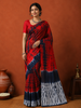 Deep Red Abstract Printed Design Pure Cotton Casual Wear Saree