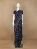 Navy Blue Floral Design Silk Cotton Saree - Diadem