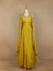 Yellow Floral Designed Crepe Gown
