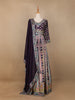 Purple Floral Embroidery Crepe Gown