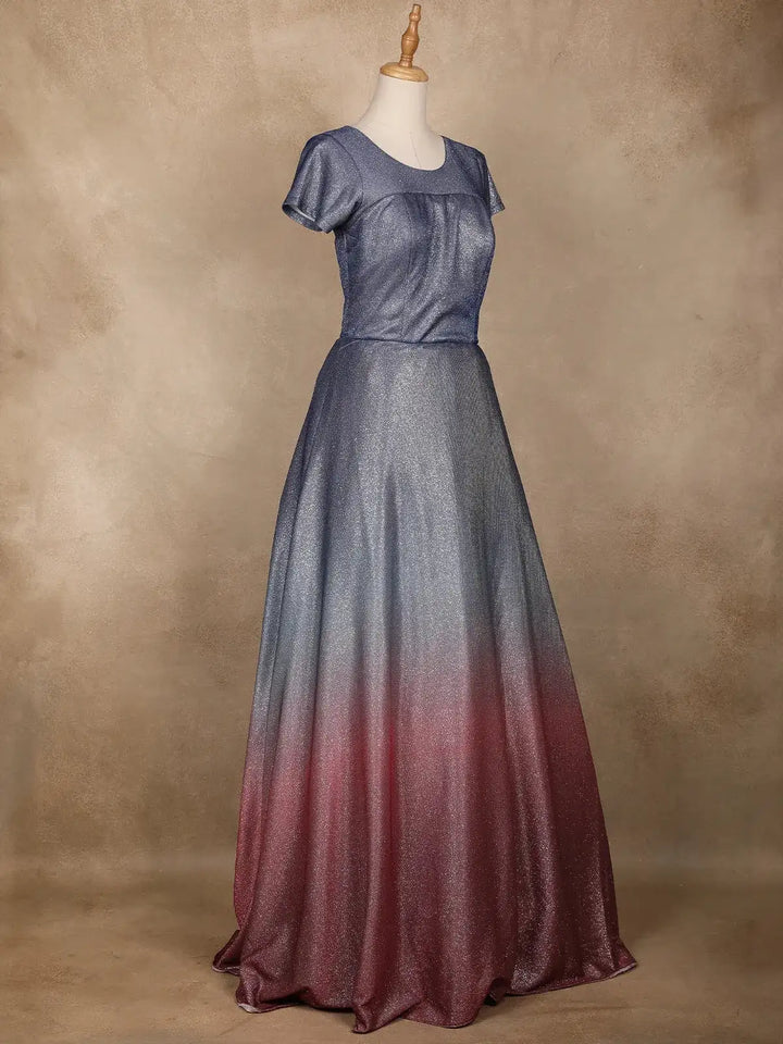 Blue Ombre Glitter Bridesmaid Gown - Diadem