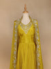 Yellow Floral Designed Crepe Gown