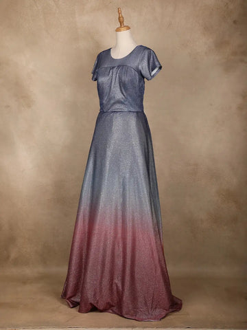 Blue Ombre Glitter Bridesmaid Gown - Diadem