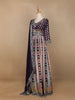 Purple Floral Embroidery Crepe Gown