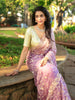 Lavender Floral Embroidered Organza Designer Saree
