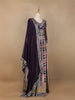 Purple Floral Embroidery Crepe Gown