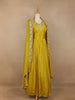 Yellow Floral Designed Crepe Gown