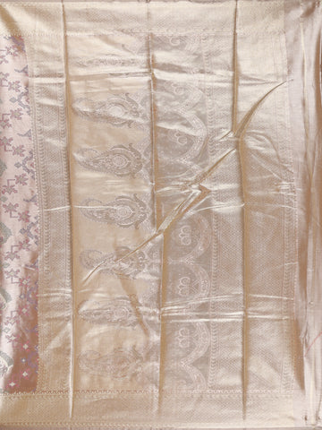 Dusty Rose Pink Ikat Woven Tissue Silk Saree - Diadem