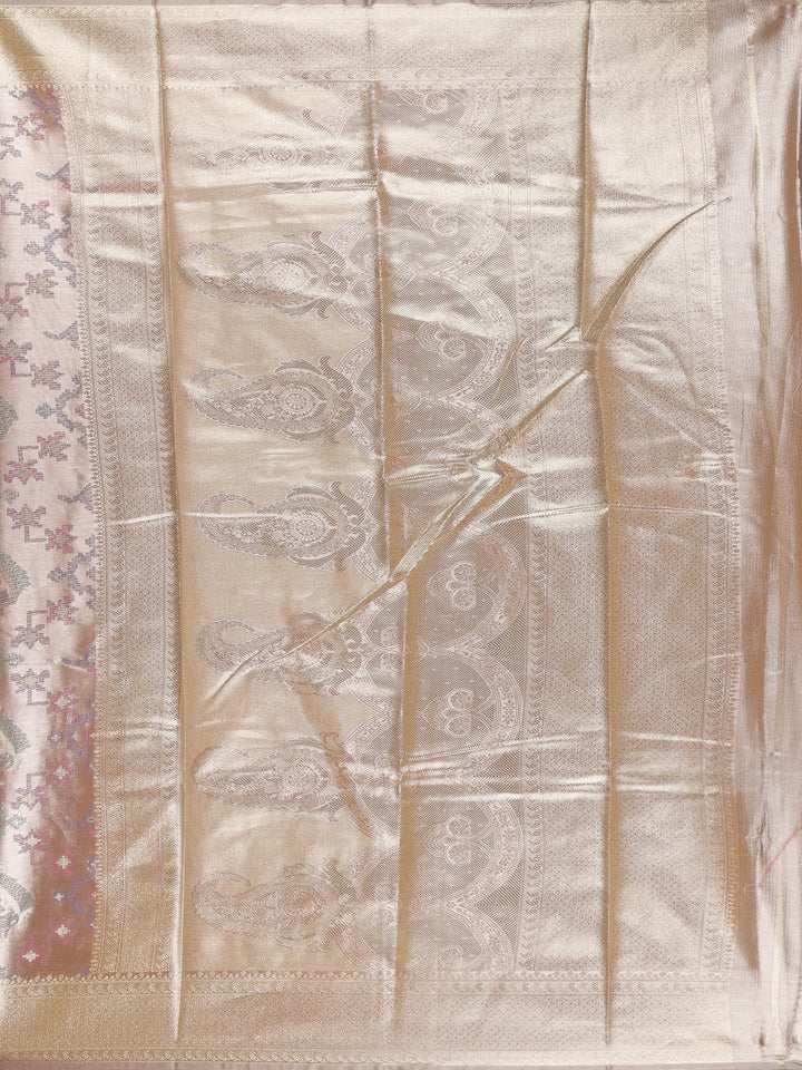 Dusty Rose Pink Ikat Woven Tissue Silk Saree - Diadem