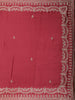 Pink Floral Designed Satin Fancy Saree