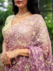 Lavender Floral Embroidered Organza Designer Saree