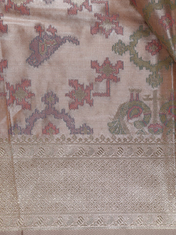 Dusty Rose Pink Ikat Woven Tissue Silk Saree - Diadem