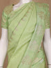 Pale Green Floral Design Silk Cotton Saree - Diadem