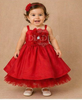 Red Semi Silk 3D Floral Designed Party Wear Gown for Girls