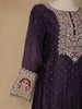 Dark Purple Floral Designed Crepe Anarkali Salwar Suit - Diadem