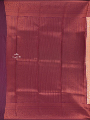 Light Brown Art Silk Saree with Diagonal Check and Floral Design on the Body with Contrast Border - Diadem