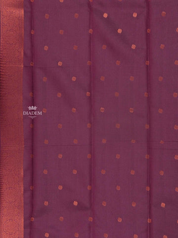 Light Brown Art Silk Saree with Diagonal Check and Floral Design on the Body with Contrast Border - Diadem