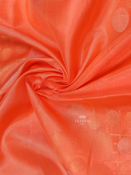 Orange Soft Silk Saree with Zari Butta Design on the Body with Contrast Border - Diadem