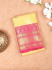 Yellow Pure Kanchipuram Bridal Silk Saree with Floral Motif on the Body with Contrast Border