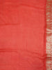 Orange and Pink Semi Banarasi Saree with Floral Designs on the body and Zari Border