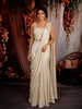 Soft Ivory Sequins and Beads Embroidered Design Textured Lehenga With Draped Dupatta