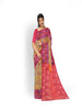 Mustard Green Art Silk Saree with Floral Motif on the Body and Contrast Border