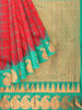 Red Art Silk Saree with Checks Design on the body and Contrast Zari Border