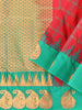 Red Art Silk Saree with Checks Design on the body and Contrast Zari Border