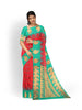 Red Art Silk Saree with Checks Design on the body and Contrast Zari Border