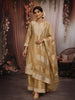 Gold Zari Embroidered Design  Tissue Silk Straight Cut Salwar Suit with Dupatta