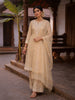 Beige Striped Embroidered Design Silk Straight Cut Salwar Suit with Dupatta