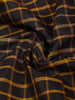 Black Pure Kanchipuram Silk Saree with Checked Design On the Body with Contrast Border