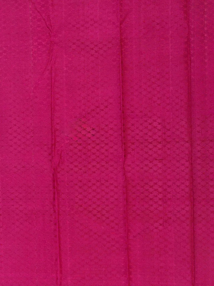 Magenta Pure Kanchipuram Bridal Silk Saree with Zari Brocade on the body and Zari Border - Diadem