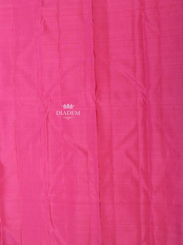 Dark Pink Pure Kanchipuram Saree with Floral Motif on the body and Zari Border - Diadem