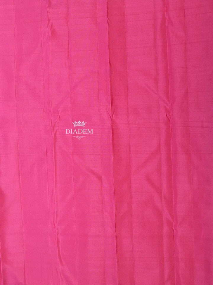 Dark Pink Pure Kanchipuram Saree with Floral Motif on the body and Zari Border - Diadem