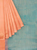 Peach Orange Art Silk Saree with Leaf Motif on the body and without Border