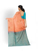 Peach Orange Art Silk Saree with Leaf Motif on the body and without Border