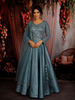 Aqua Blue Heavy Sequins Embroidered Design Textured Lehenga with Dupatta