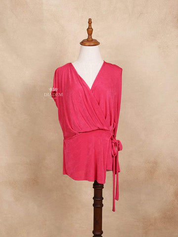 Pink Wrap V Neck Sleeveless Top - Diadem