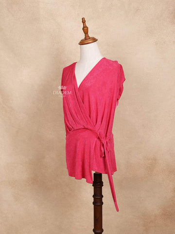 Pink Wrap V Neck Sleeveless Top - Diadem