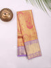 Yellow with Rose Pure Kanchipuram Bridal Silk Saree with Floral Motif on the body and Zari Border - Diadem