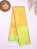 Yellow Pure Kanchipuram Bridal Silk Saree with Zari Butta on the body and Contrast Zari Border - Diadem