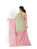 Light Green Pure Kanchipuram Bridal Silk Saree with Dot Stripes Design on the Body and Contrast Zari Border