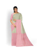 Light Green Pure Kanchipuram Bridal Silk Saree with Dot Stripes Design on the Body and Contrast Zari Border