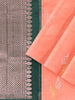 Light Peach Pure Kanchipuram Bridal Silk Saree with Floral Motif and Borderless Design