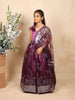 Purple Satin with Netted Gown with Sequence with Embroidery - Diadem