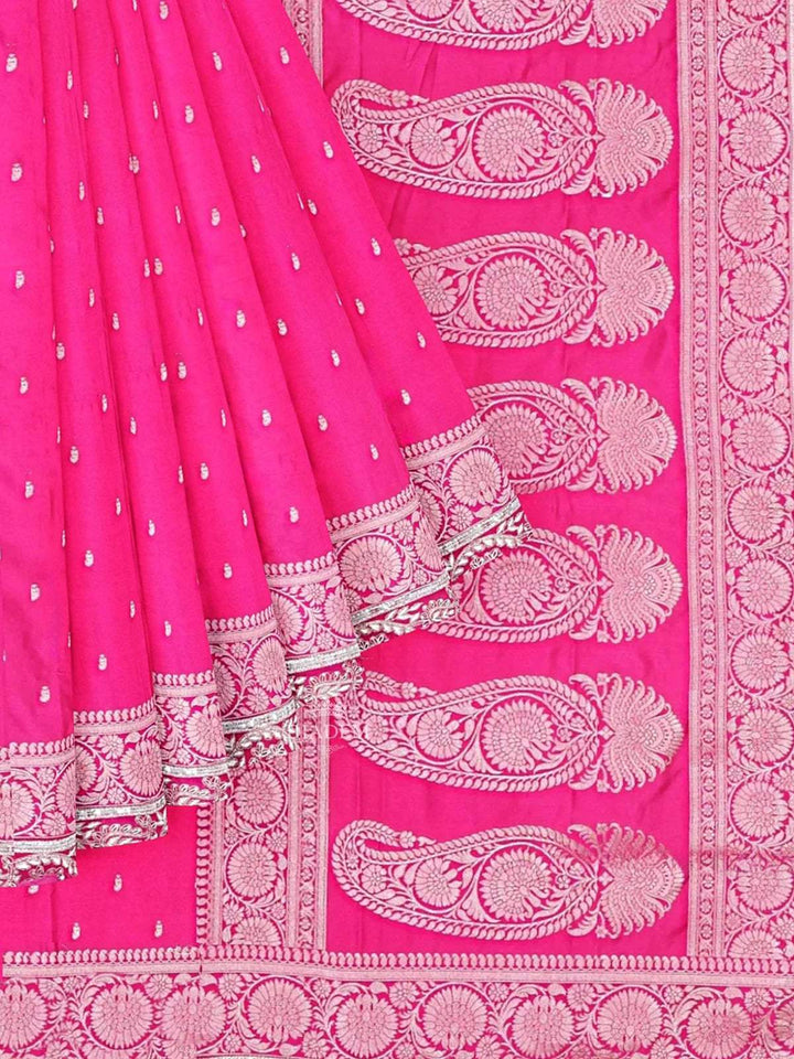 Pink Banarasi Saree with Zari Butta on the Body and Embroidery Border - Diadem