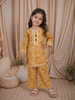 Mustard Yellow Floral Vine Printed Design Cotton Kids Co-Ord Set