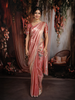 Soft Peach Floral Zari Woven Design Tissue Designer Saree with Stone Work Border
